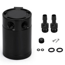 PQY Baffled Oil Catch Can Kit Universal 2 Port Aluminum 2port, black