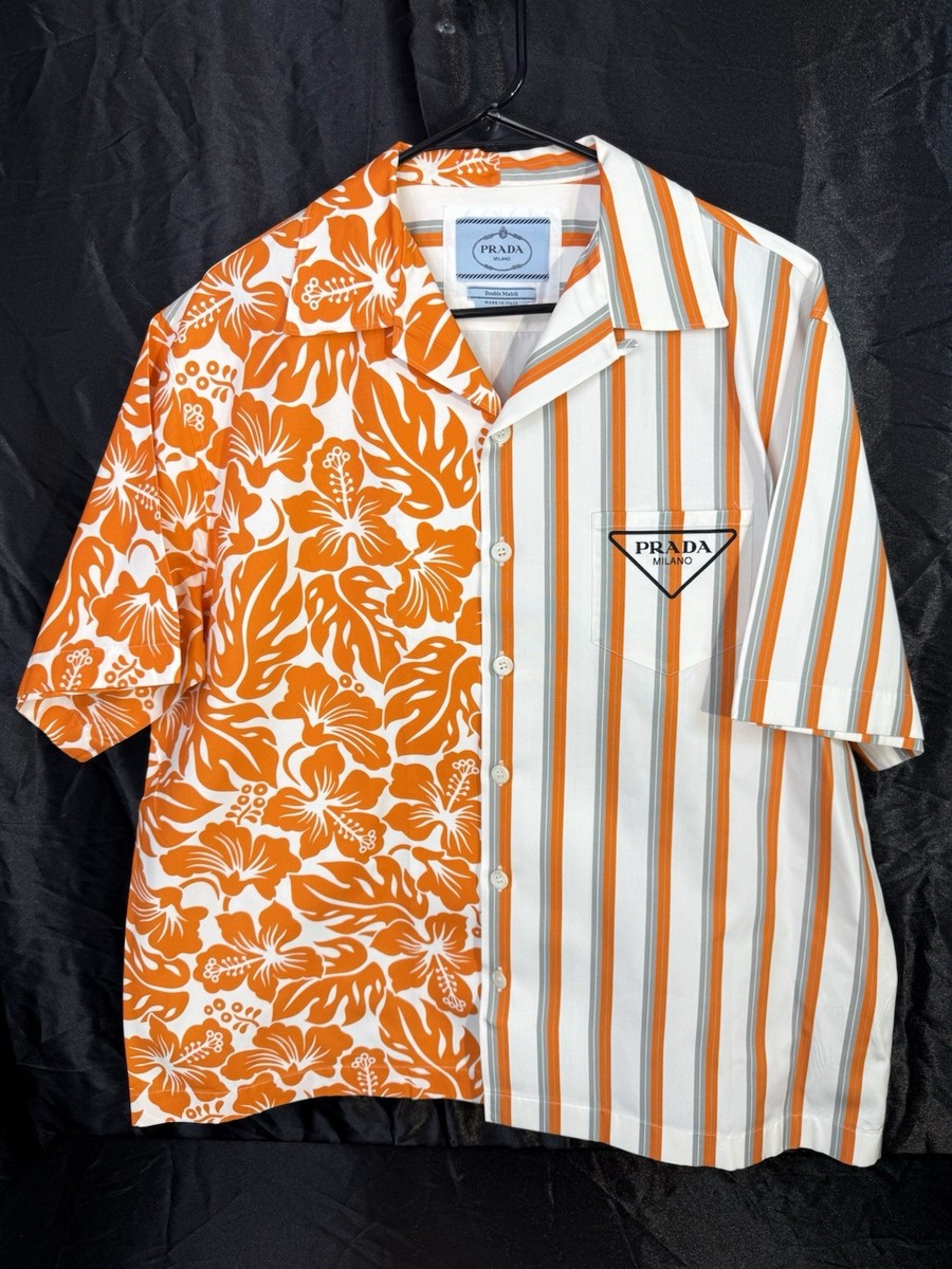 Prada Double Match Shirt Orange / Floral Size XL | eBay