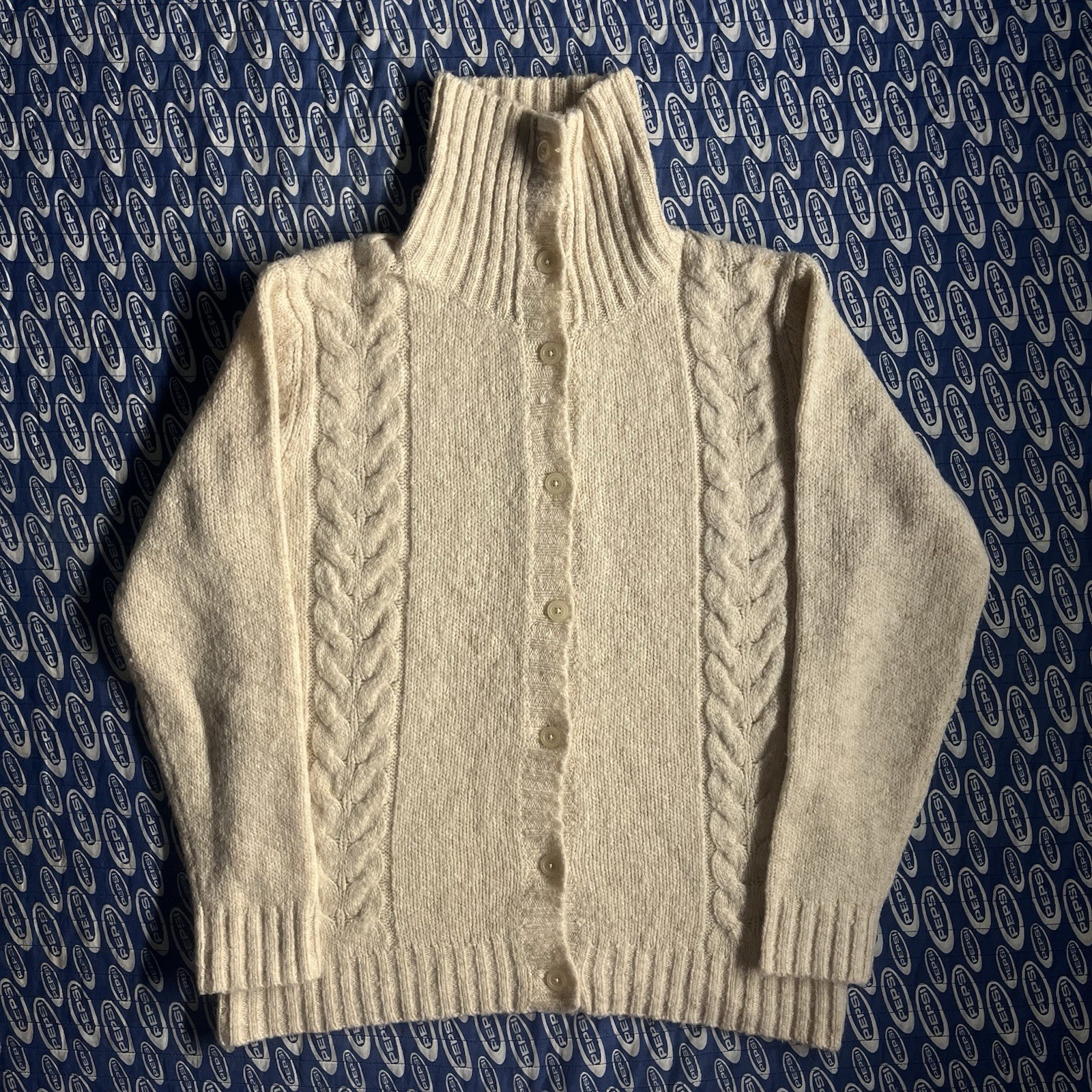 Women’s LL Bean Cable Knit Wool Button Cardigan Sweater Size XL Reg 0BHJ2