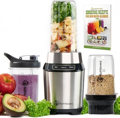 Nutrilovers NUTRI-BLENDER Mixer Smoothie-Maker to go 1000 Watt Standmixer klein