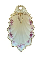 Candy Dish Trinket Shell Gold Trim Purple Kaolena California Porcelain Vintage