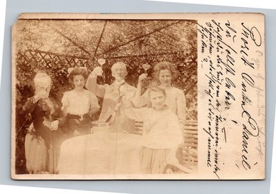 Vintage RPPC Hanau Germany Family Toast Pergola Marietta Ohio Postcard 1910s