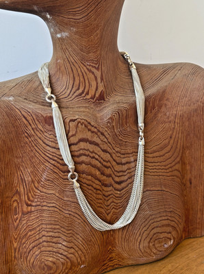 Lagos Caviar Italy Sterling Silver Multi Strand Necklace Bracelet Chain Set Vtg