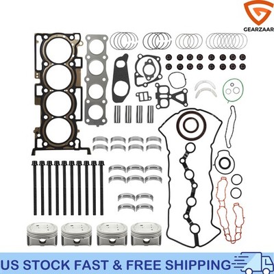 Engine Rebuild Overhaul Kit For 11-20 Engine Gasket Set Head Bolts Engine Piston