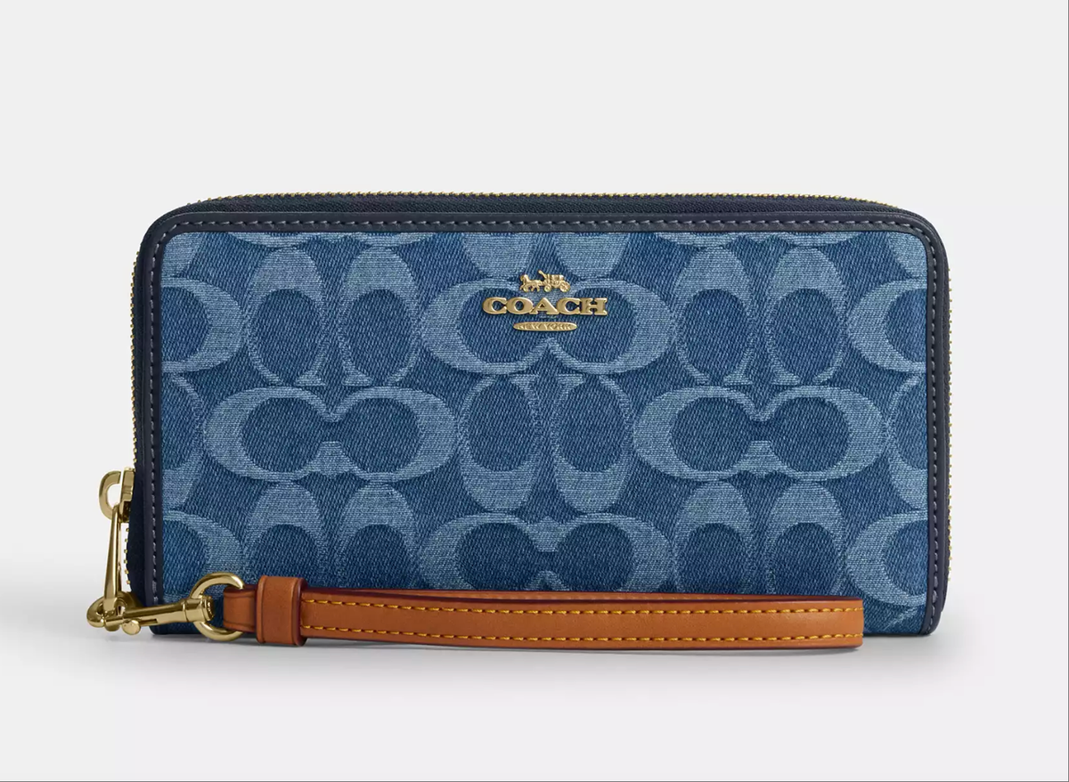NWT Coach CDE93 Long Zip Around Wallet In Signature Denim | eBay