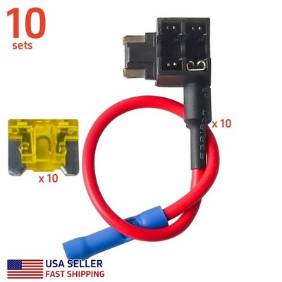 10 Sets Low Profile Micro Mini Blade Fuse 20Amp & Add-A-Circuit Fuse Tap Adapter