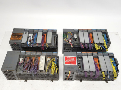 Lot of 4 Allen Bradley SLC 500 Full 7-Slot Chassis w/PSU, CPU, I/O Modules