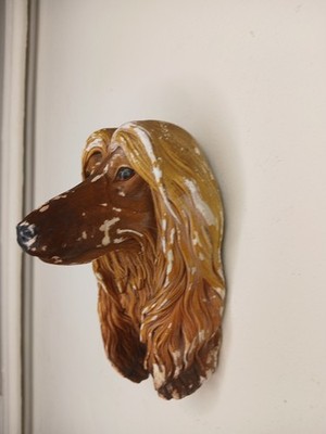 Afghan Hound Bossons Chalkware Head schlechter Zustand ideales Restaurationsprojekt