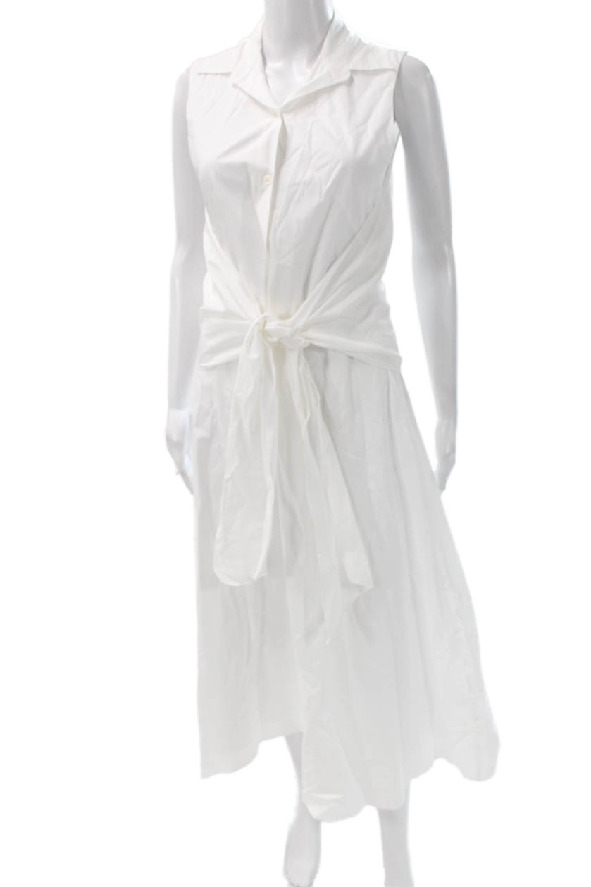 Zara Women Shirt Dress White Collared Sleeveless Cotton Long Button Size XSFree Shipping in US $100+ Orders | $6.95 Orders Below