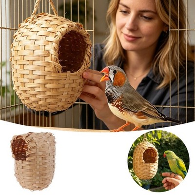Handwoven For Birds   Natural Wooden Craft Bird Home For Garden And Outdoor Use