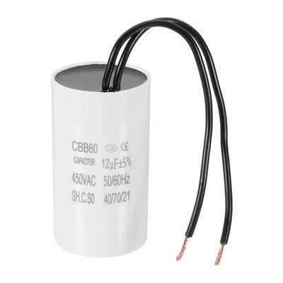 12uF CBB60 Laufkondensator, Startkondensator mit 2 Drähten, AC 450V, 50Hz/60Hz