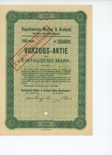 Akcje 1000 marek 1923 Rauchwaren-Walter & Arnhold AG Markranstädt Leipzig 1923
