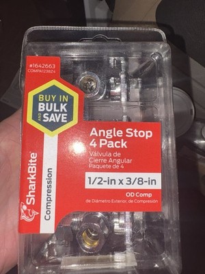 SharkBite OD Compression Angle Stop 4-Pack, 1/2''×3/8'', 1/4 Turn