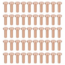 100 piezas 3 mm de diámetro x 10 mm L vástago cabeza plana cobre sólido remaches sujetador tono cobre