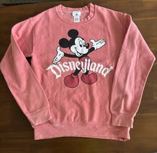 Disneyland Pink Mickey Mouse Classic Logo Crewneck Sweatshirt Sz Small