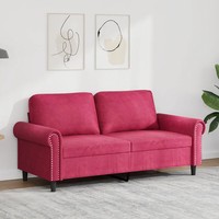 Samt Sofa 2-Sitzer 140 Cm Weinrot Couch