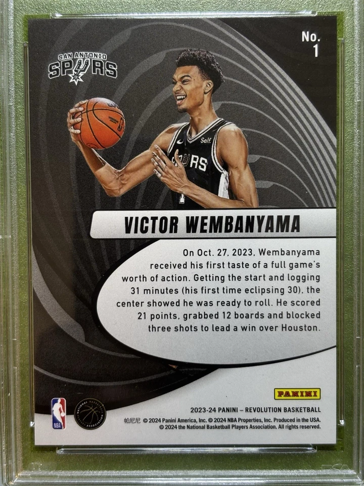Tarjeta de novato Victor Wembanyama PLATA PRIZM PSA 9 2023-24 Revolution VORTEX SP RC Foto 4 de 4