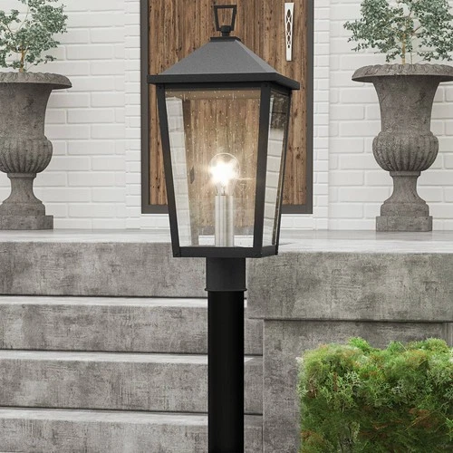 Quoizel Stoneleigh 22" High Mottled Black Outdoor Post Mount Light - Picture 1 of 5