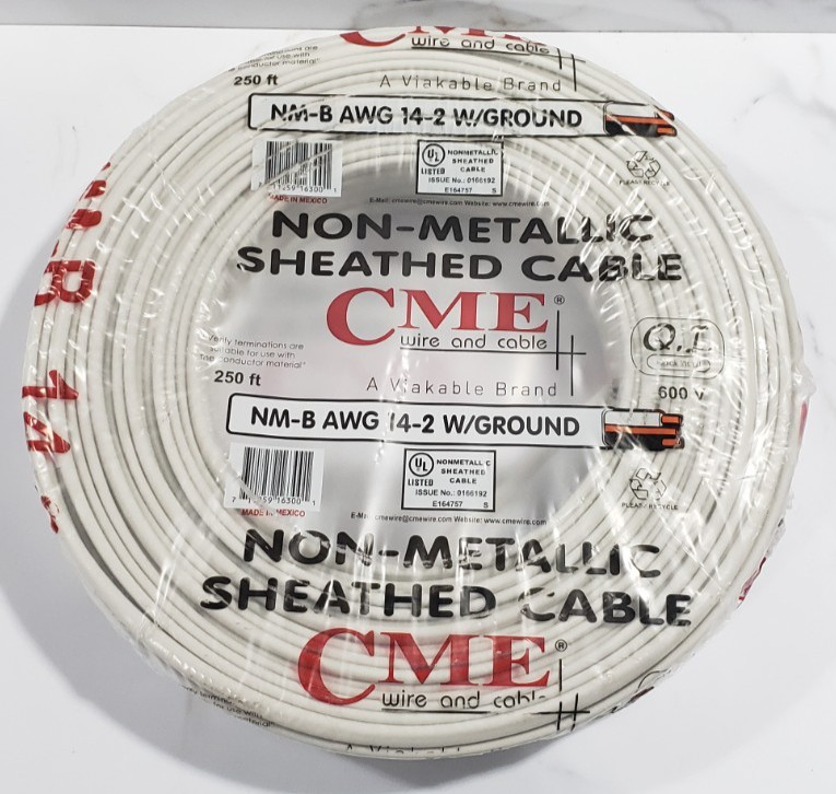 CME 14/2 Indoor Copper Building Wire NM-B w/ Ground Wire 250' Foot Roll