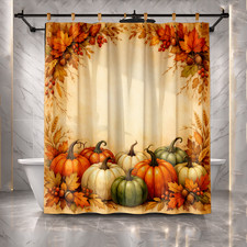 Rustic Pumpkin Shower Curtain with Hooks Polyester Harvest Autumn Bath Decor