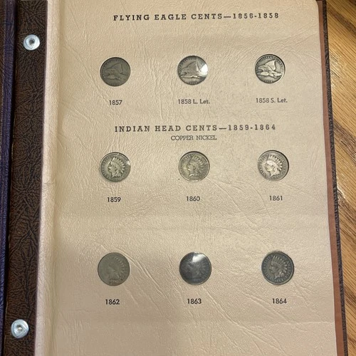 Flying Eagle And Indian Head Penny Set In Dansco Album 1857 To 1909, 55 Coins￼