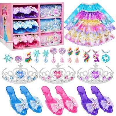 Princess Dress Up for Girls, Dress Up Clothes for Girl with Princess Shoes, T...