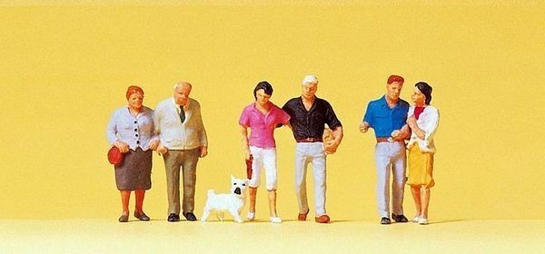Preiser 10527 HO Scale Standing Couples w/Dog pkg(6)
