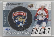 2016 Trilogy Signature Pucks Team Logo 4/17 Jonathan Huberdeau #SP-JH Auto 0o5t