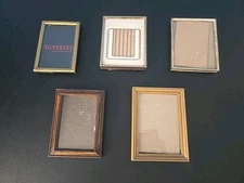 Vintage Lot Of 5 MCM Metal Picture Frames Gold Tone Easel Mini Wedding Art Wall