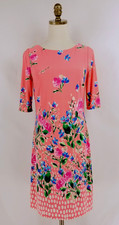 Eliza J Women's Size 4 Peach Floral Short Sleeve Shift Dress Lined