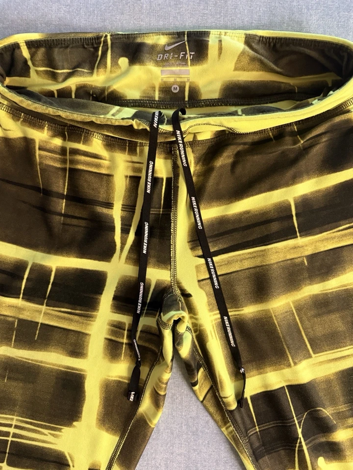 Nike Running Mujer Capri Leggings Talla Med Amarillo Neón/Negro Foto 2 de 4