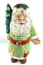 Vintage Santa Claus Christmas Hand Painted Looks Like Wood 12 in Standalone.
