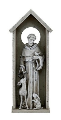 St. Francis 12'' Garden Statue Plaque Catholic Art San Francisco de Asis Estatua