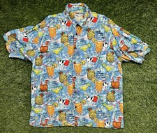 Big Dogs Hawaiian Button Up Shirt Cocktails AOP Men's XL Vintage 90s