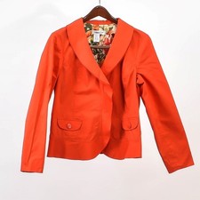 Genuine Coldwater Creek Women's Medium Bright Orange Cotton Jacket Floral Lined