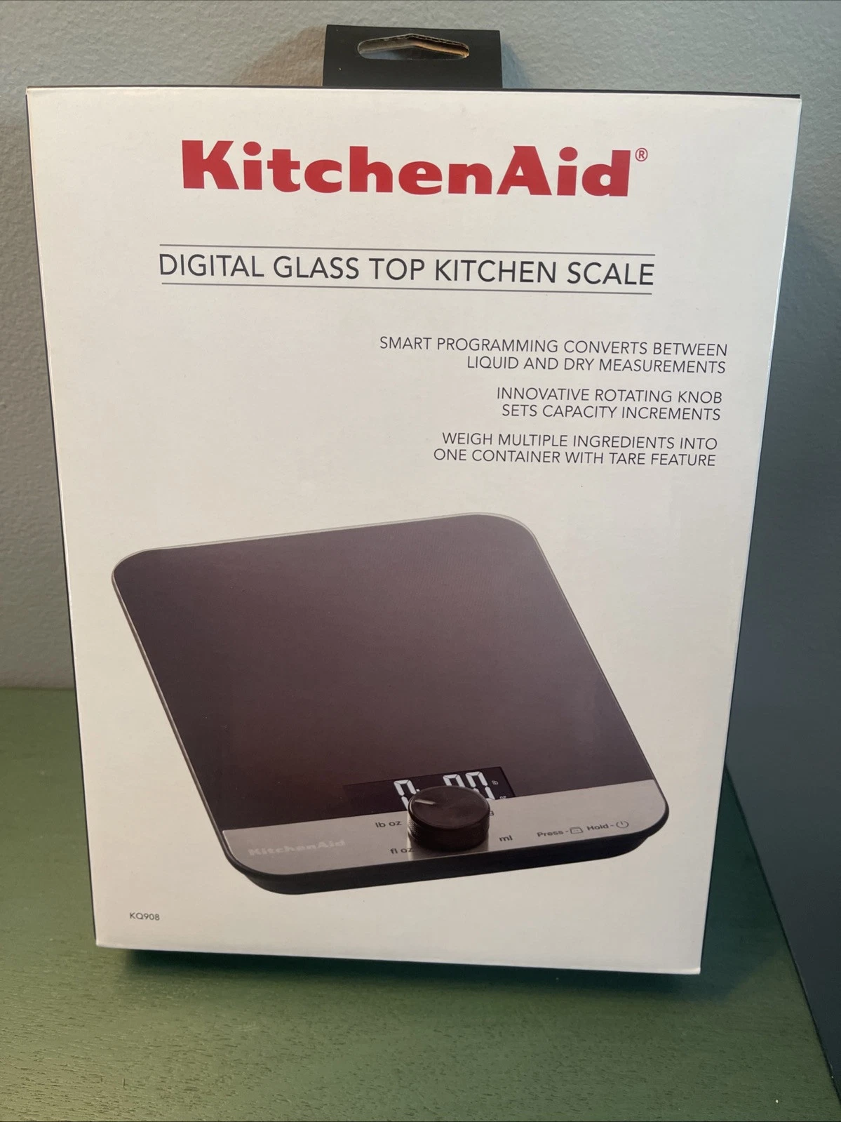 KitchenAid Digital Glass Top Kitchen Food Scale Black Stainless Steel