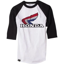 Factory Effex Honda Vintage Baseball Tee | White/Black | Sz M