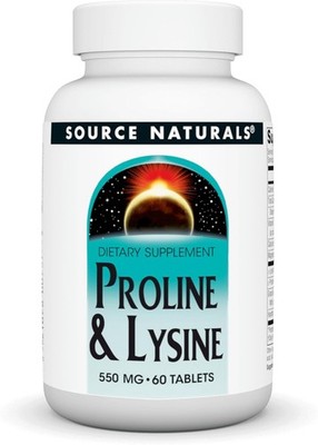 Source Naturals Proline & Lysine, 550 mg - 60 Tablets