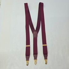CAS Germany Suspenders Men One Size Burgundy Y-Back Gold Hardware Vintage Braces
