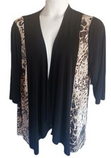 Chico's Travelers Animal Print Pieced Jacket Cardigan Sweater Size 3 NWT 109