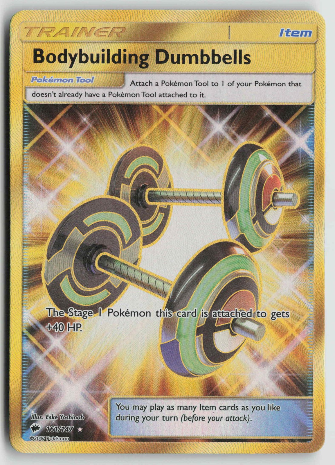 Bodybuilding Dumbbells (Secret) Secret Rare SM - Burning Shadows 161/147 NM