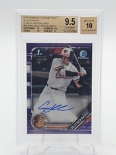 ADLEY RUTSCHMAN 2019 BOWMAN CHROME DRAFT 1ST PURPLE AUTO /250 BGS 9.5 Q2470