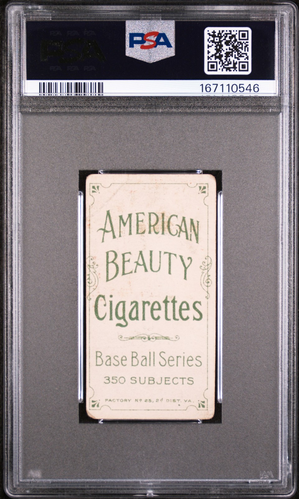 1909-11 T206 American Beauty 350 With Frame Lucky Wright PSA 1 - 1 HIGHER view 2