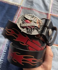 Harley Davidson Heart Blade Flaming Belt Buckle 2004 Size 32 USA Made Silvertone