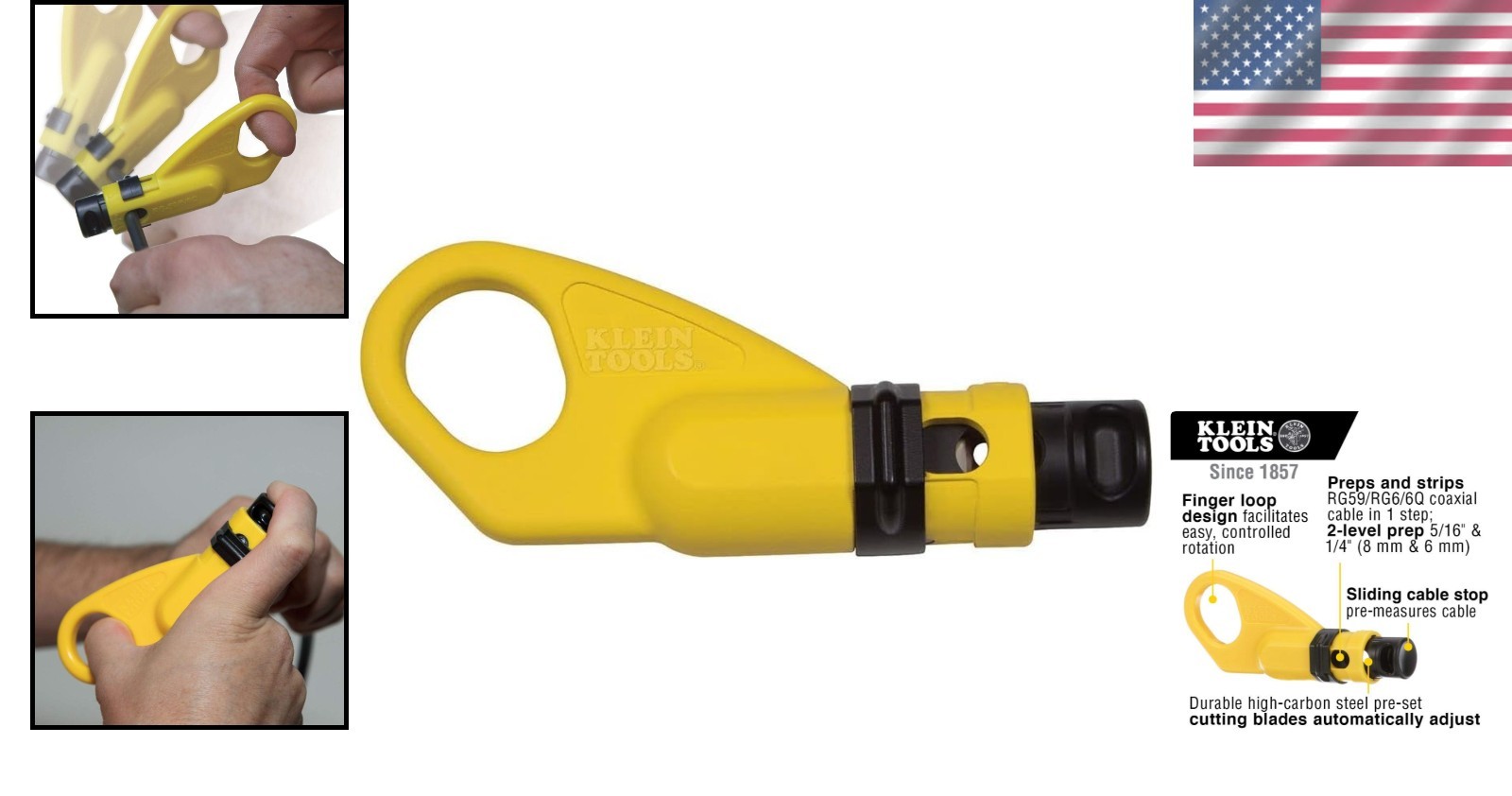 Radial Cable Stripper High Carbon Steel RG59 RG6 Coax Prep Tool