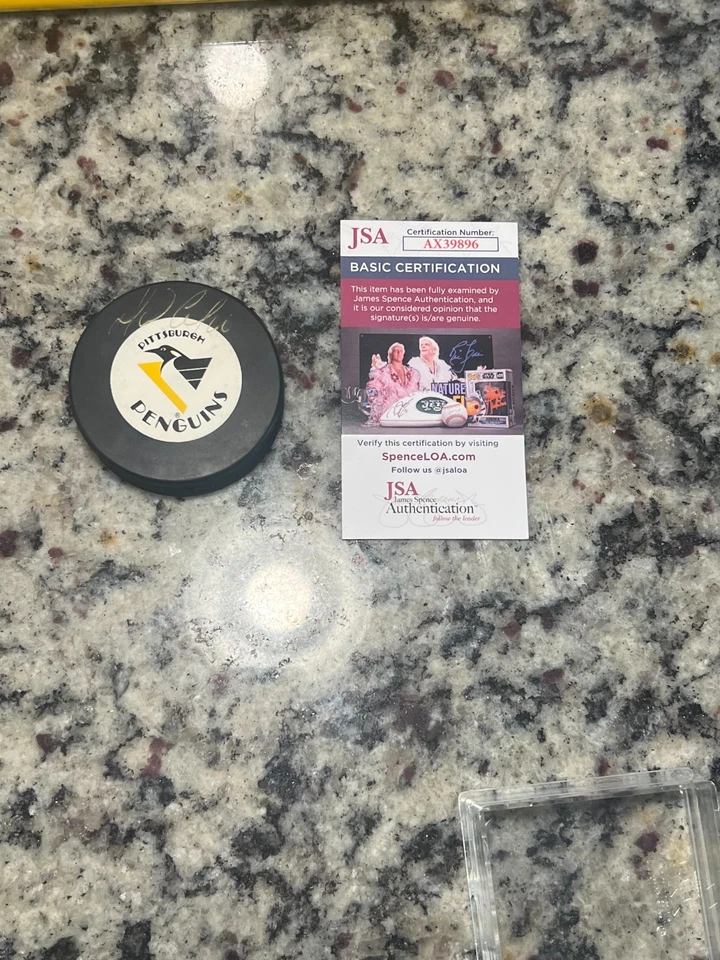 Mario Lemieux Jaromir Jagr Penguins Firmado Disco Exhibición con Certificado de Autenticidad JSA SIN RESERVA Foto 4 de 4