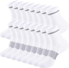 Mens Atheltic Quarter Socks Cotton Thick Cushioned Moisture Wicking Running Spor