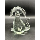 Vintage Murano Style Paper Weight Glass Dog 6" Clear w/ Bone