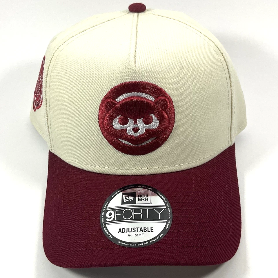 New Era Chicago Cubs Exclusive Cream Wine Red 9FORTY A-Frame Snapback Hat Cap - Image 2 of 4