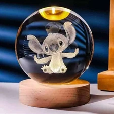 Stitch 3D Crystal Ball Night Light 6CM USB LED Lamp for Kids Gift